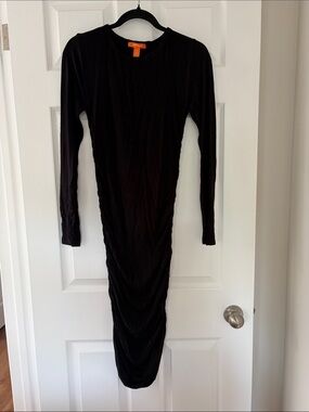 Joe Fresh Black Long-Sleeve Midi Dress
